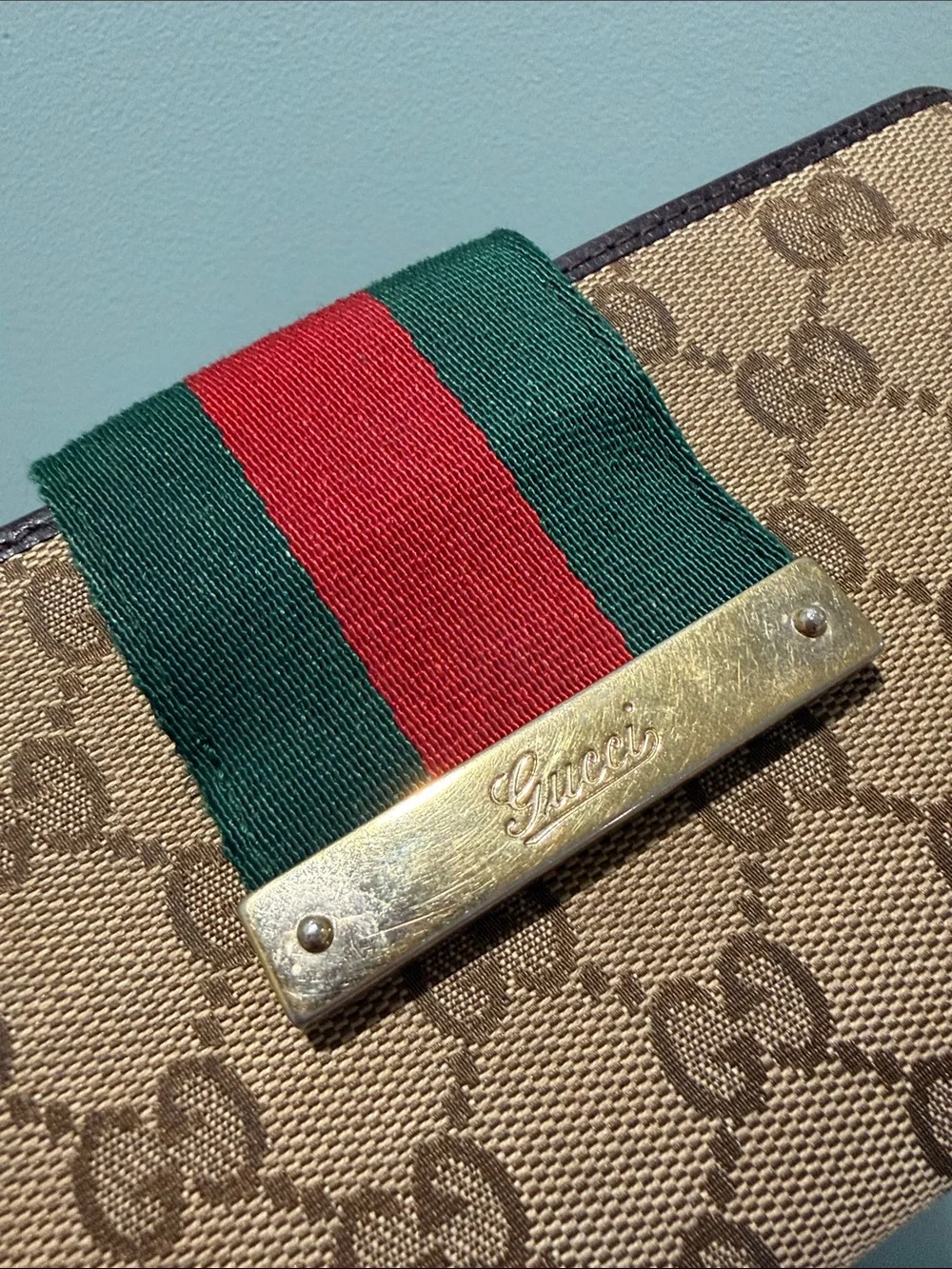 Gucci Brown GG Canvas Wallet with Sherry Line - Picture 4 of 12